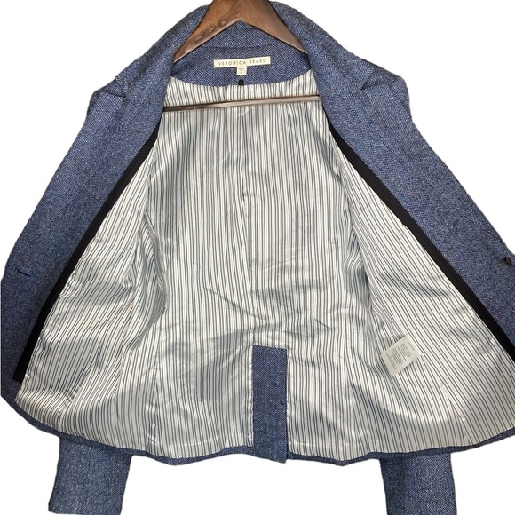 Veronica Beard Celina herringbone dickey blazer blue size 4 - Picture 4 of 13